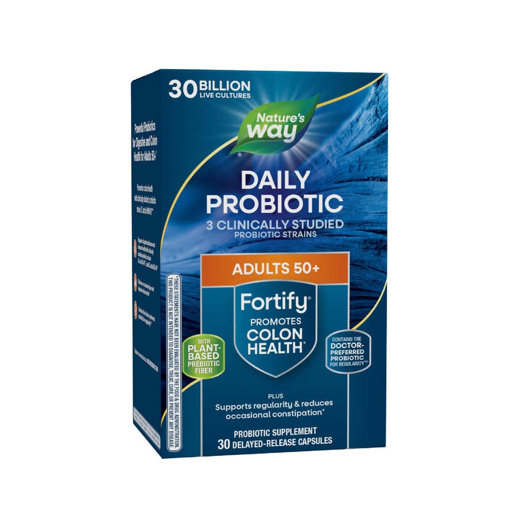 Nature's Way Fortify 50+ Daily Probiotic for Men & Women, 30 Million Live Cultures, Colon, Digestive, and Immune Health Support* Supplement, 30 Kapsule