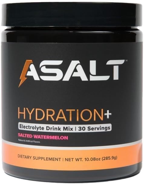 ASALT Hydratácia+ Elektrolytová prášková nápoj Mix, 30 Slúži, bez cukru s Himalájska ružová soľ, Zinok, Kreatín monohydrát, a taurín, Aktívne zotavenie pre šport a fitness, Keto a Paleo