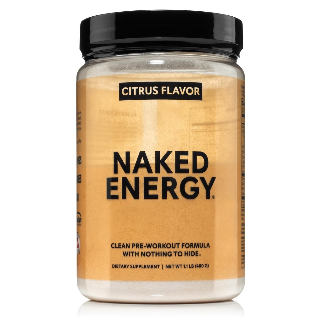 Naked Citrus Energy - Citrus Ochutené čisté pred tréningom doplnok pre mužov a ženy, Vegan priateľsky, žiadne pridané sladidlá, farby alebo príchute - 30 Servisné