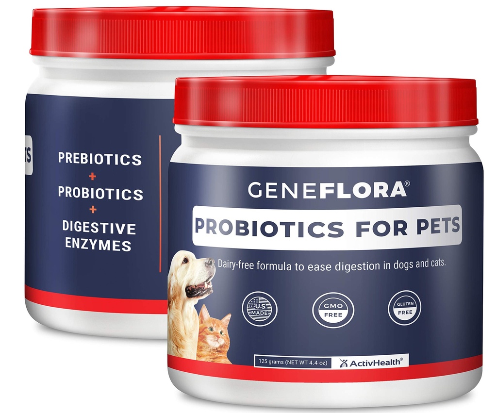ActivHealth Digestive Enzymes and Probiotic for Pets (Dogs, Mačky, Králiky a Viac, 125 mg, 120 porcií) by Geneflora for Pets Pack of 2
