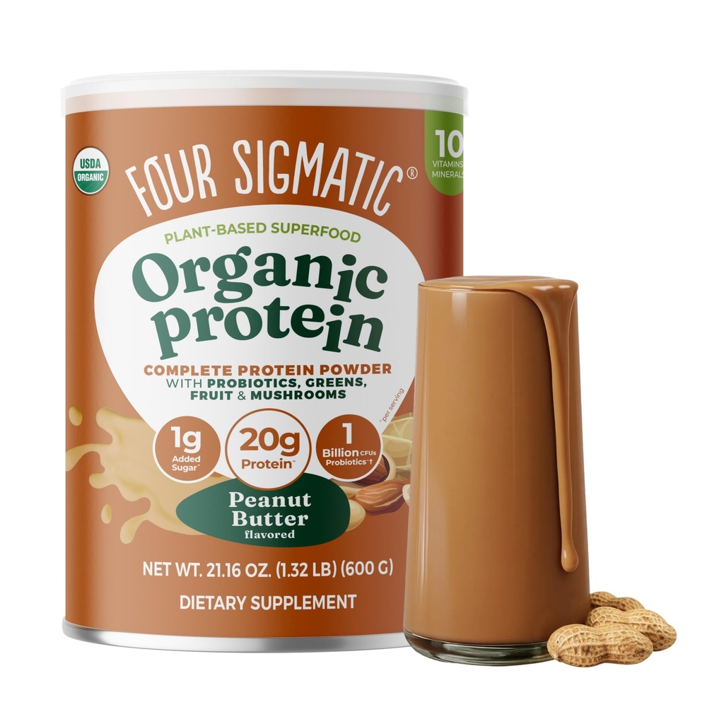 Štyri Sigmatic Organic Plant-Based Protein Powder Arašidové maslo Protein s Lion