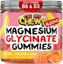 Center-vyplnený horčík Glycinate Gummies 400MG - Vysoká absorpcia pre deti, dospievajúci a dospelí - Doplnok pre spánok, Pokoj a svalová relaxácia s B6 & D3 - Gluten Free & Vegan Friendly - 120 Počet