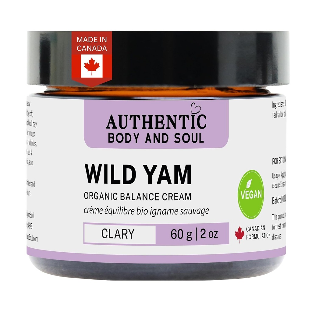 Autentické organické Wild Yam Root Balance Cream pre ženy s premium bylinné Botanicals, Yam Cream, Wild Yam Skin Care, všetky zložky Certified Vegan (VEGAN Clary Blend)