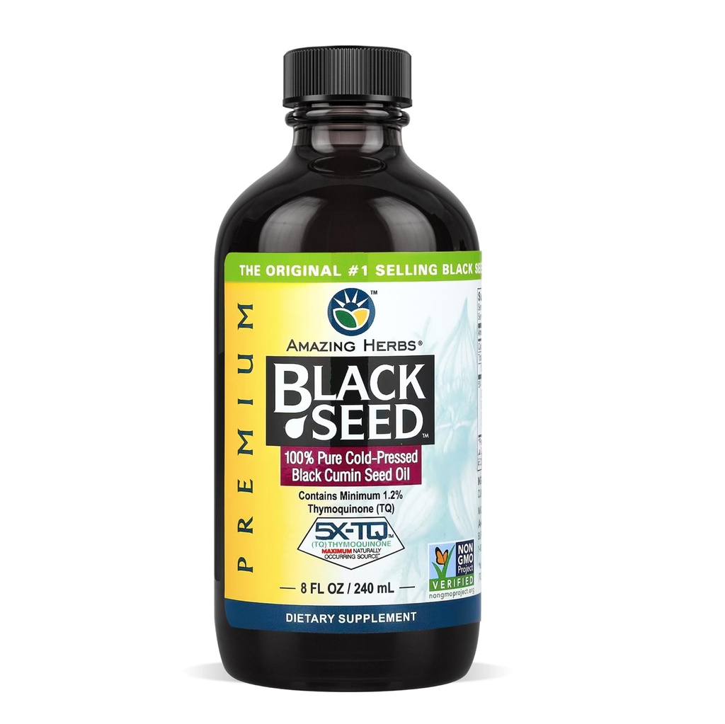 Amazing byliny Premium Black Seed Oil - Cold Pressed Nigella Sativa Aids in Digestive Health, Immune Support, Brain Function, Joint Mobility, Gluten Free, Non GMO - 8 Fl Oz