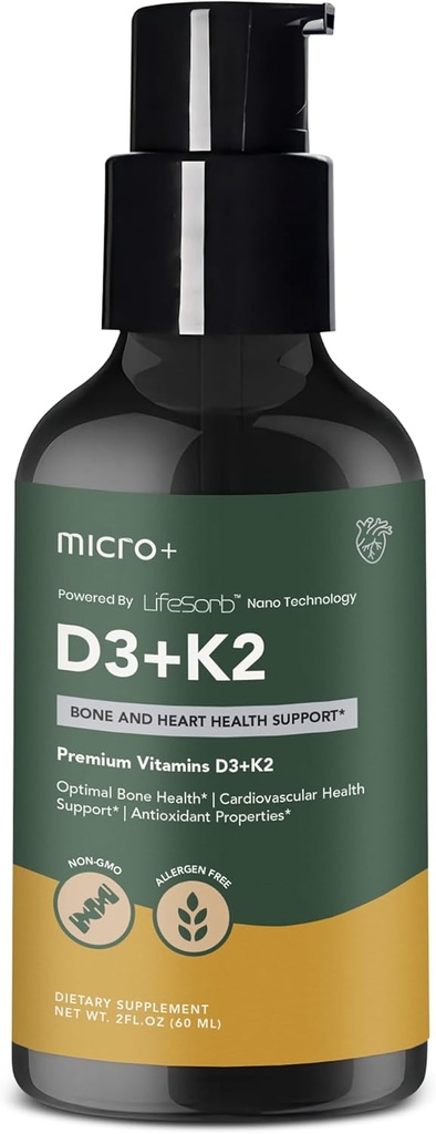 D3K2+ by Micro+ Vitamínové doplnky s technológiou LifeSorb - D3 K2 Supplement, Bone & Immune Health
