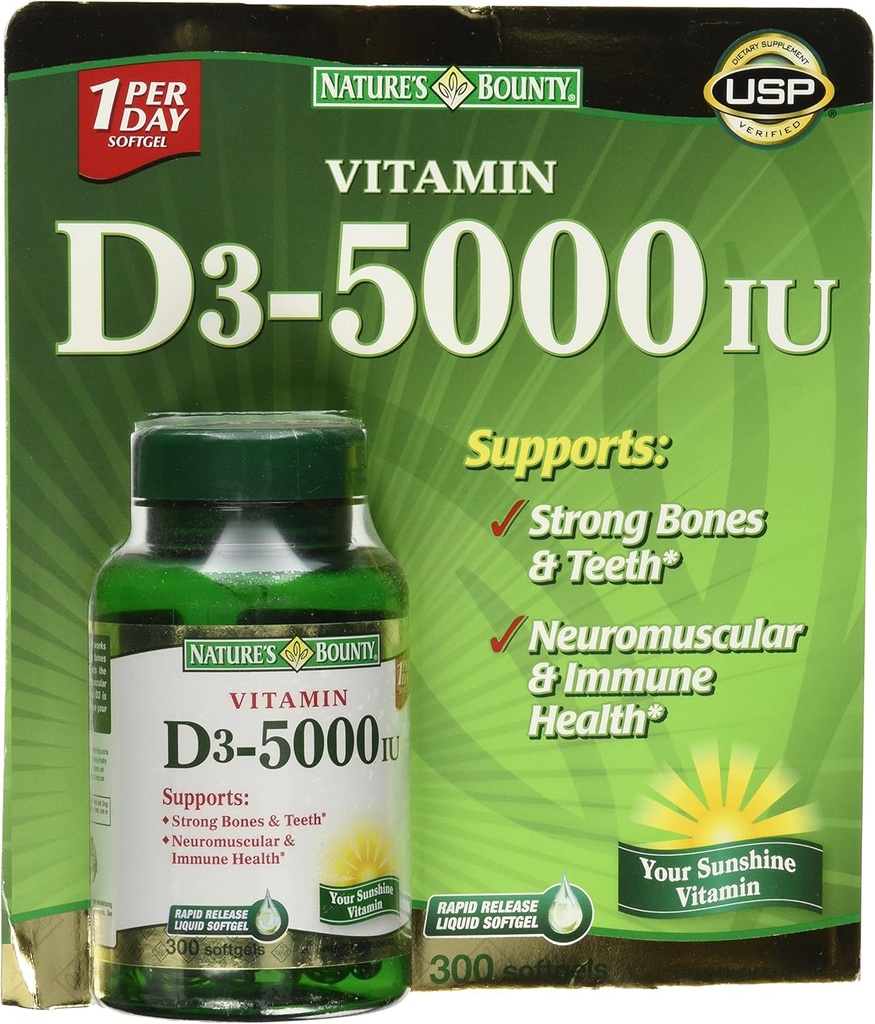 Prírodný vitamín D3 5000 IU, 300 softgelov