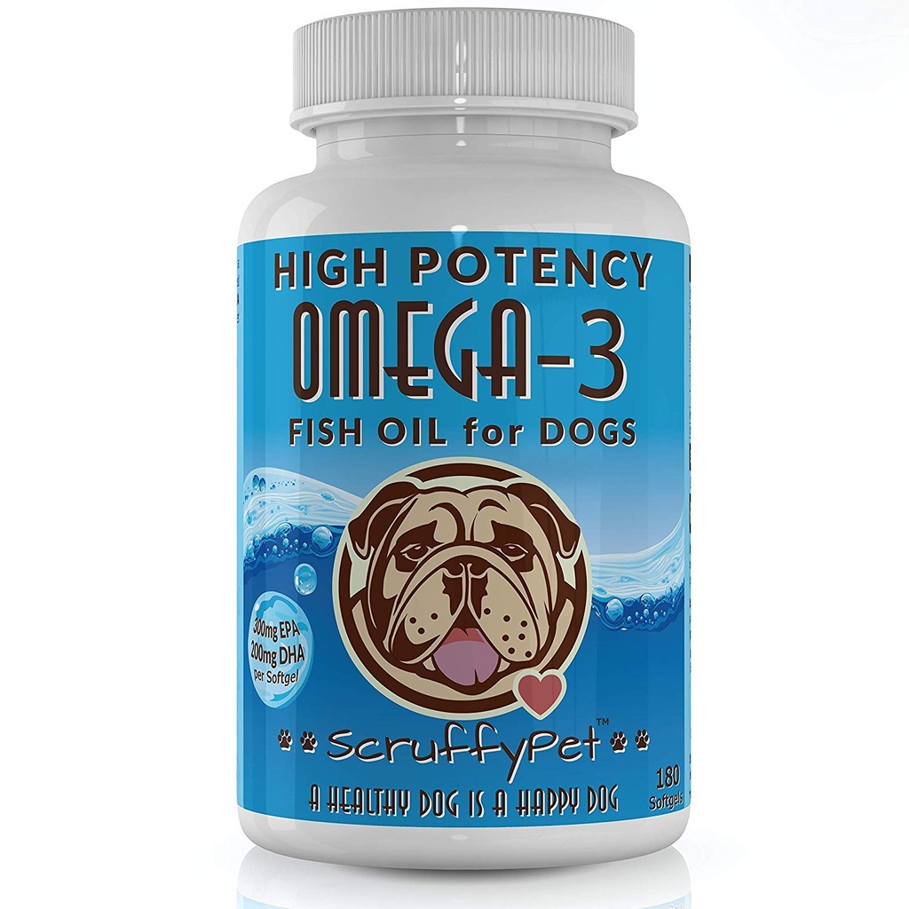 Pure Omega 3 Wild Fish Oil pre psy s vitamínom E - najvyššia EPA a DHA Softgels k dispozícii (1000mg) 180ct