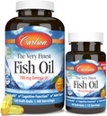 Carlson - Veľmi najjemnejší rybí olej, 700 mg Omega-3s, nórsky rybí olej doplnok, Wild Caught Omega-3 rybí olej, udržateľný zdroj rybí olej kapsule, Omega-3 doplnok, Orange, 120+30 Softgels