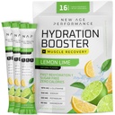New Age Performance Hydration Pakets, Electrolytes Powder, Liquid Enhancer for Dehydration Relief, L-Glutamine Amino Acides for Muscle Workout Recovery, Sugar Free & 0 Calorie, 16 Sticks (Lemon Lime)