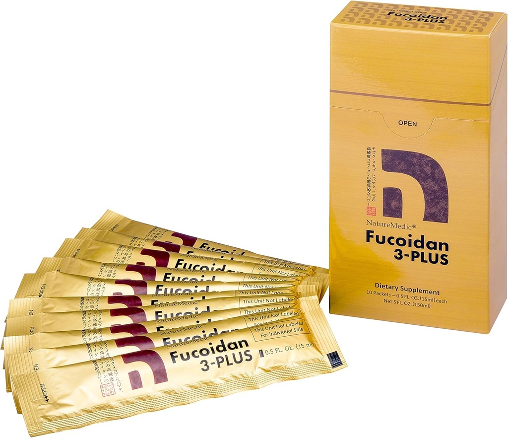 Fucoidan 3-Plus Brown Seaweed Imunity Doplnok s tromi typmi vysokej čistoty Fucoidan Organic Mekabu Fucus Mozuku Agaricus 10 Koncentrované tekuté pakety vyrobené v Japonsku