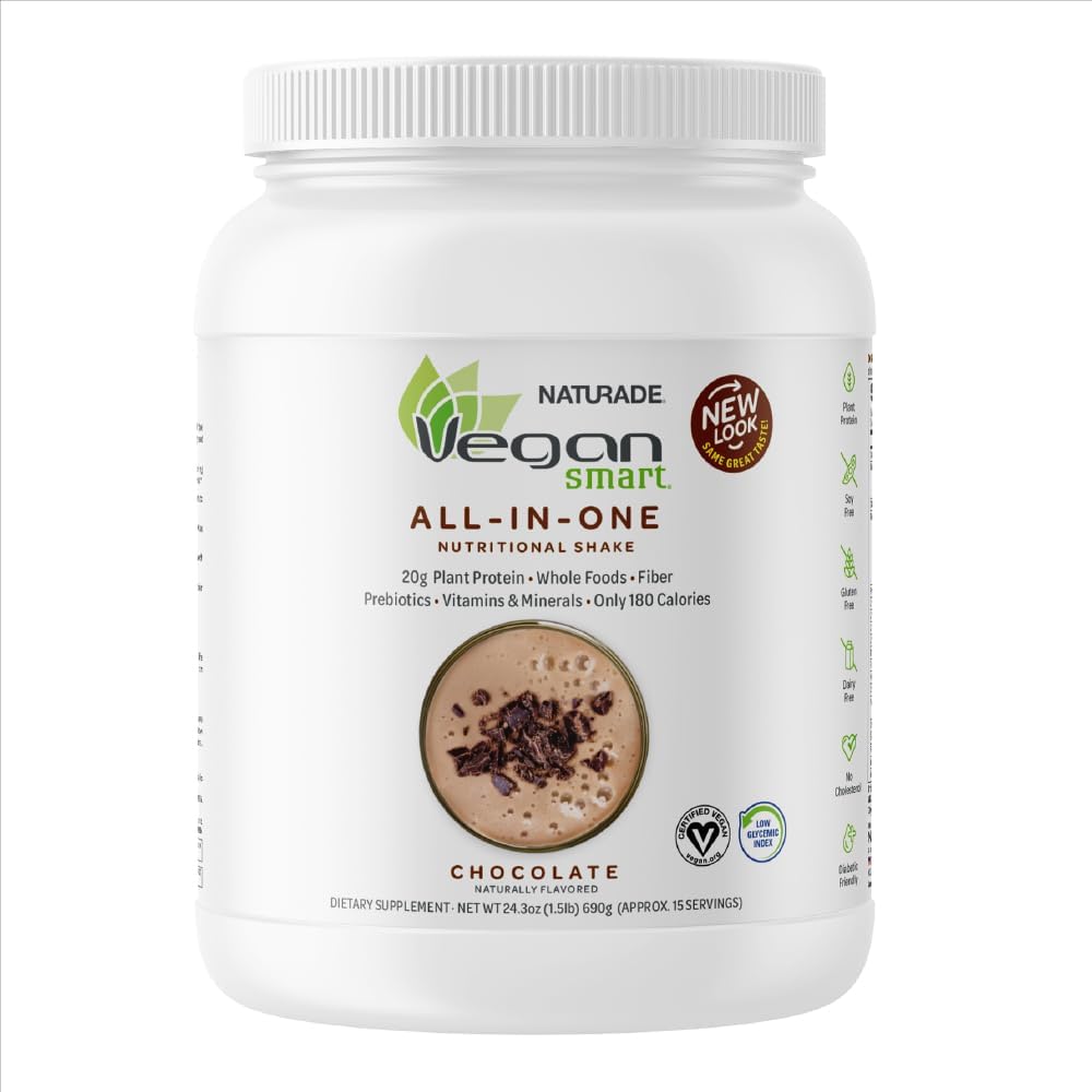 Vegansmart Plant-Based Protein Powder by Naturade, All-in-One Nutritional Shake - Čokoláda (30 porcií)
