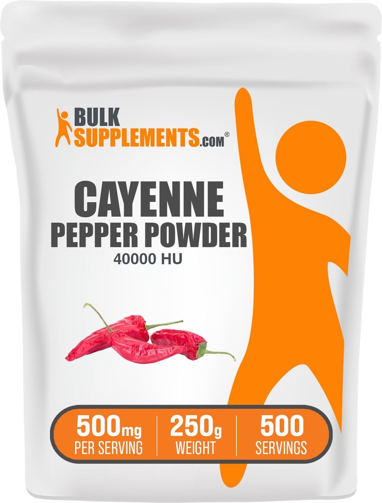 BulkSupplementments.com Cayenne Pepper 40000 HU prášok - Kapsaicín Doplnky, Cayenne Pepper Powder - Vegan & Gluten Free, 500mg per Serving, 250g (8,8 oz) (Pack of 1)