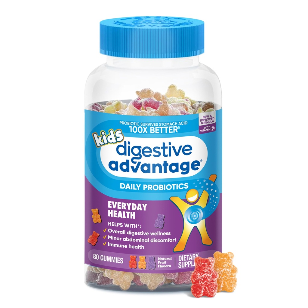 Tráviace výhody Denné probiotické Gummy pre deti, viac, prírodné ovocné príchute, 80.0 Počet