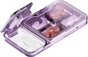 MURRI&MURRDI Organizátor pilulky s pilulkou splitter Cutter, Pill Box Cutter pre malé alebo veľké pilulky, Malá medicína Prípad vitamínový dávkovač držiak, Prenosné pilulky Crusher pre Purse Pocket (C Purple)