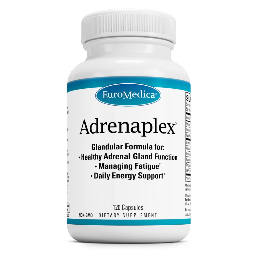 EuroMedica Adrenaplex - Adrenal Gland Function Supplement - Glandular Suplement with Vitamíny C & B6 - Podpora zdravej adrenálnej funkcie - Držte sa mimo dosahu detí - 120 Kapsule