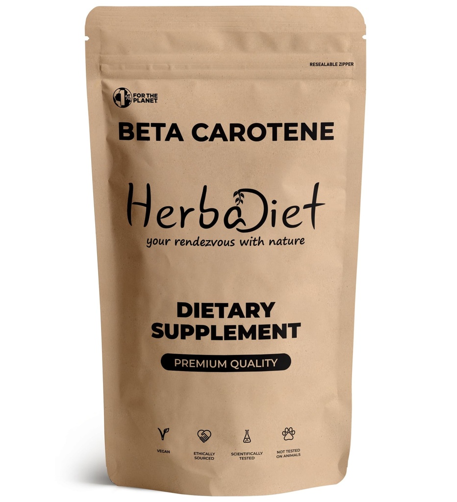 Betakarotén 10% Vitamín A 25000 IU Prášok Immune System Support, Antioxidant Supplement 