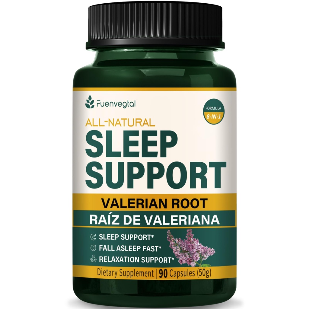 Valerián Root Extract Sleep Support Kapsule, Vášeň Kvetinový doplnok pre lepší spánok, Spad Asleep Rýchle a relaxačné. Pastillas de Valeriana y Pasiflora para Dormir Profundamente. 90 Počet