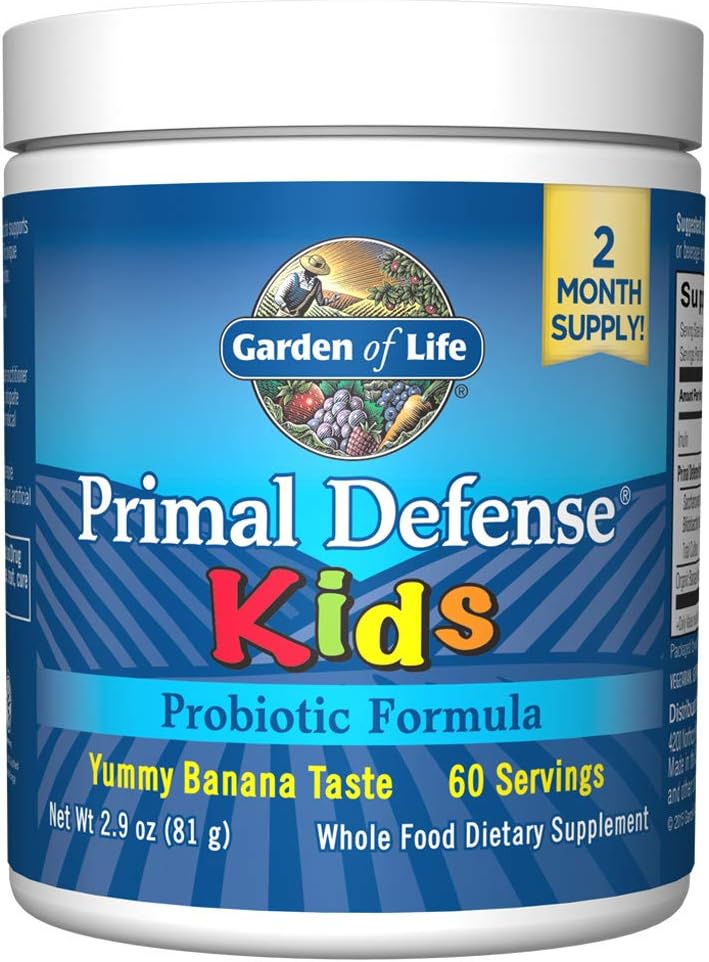 Garden of Life Probiotic celých potravín pre deti - Primal Defense HSO Probiotic Formula Detská diétna doplnok, 2.9oz (81g) Vegetariánsky prášok