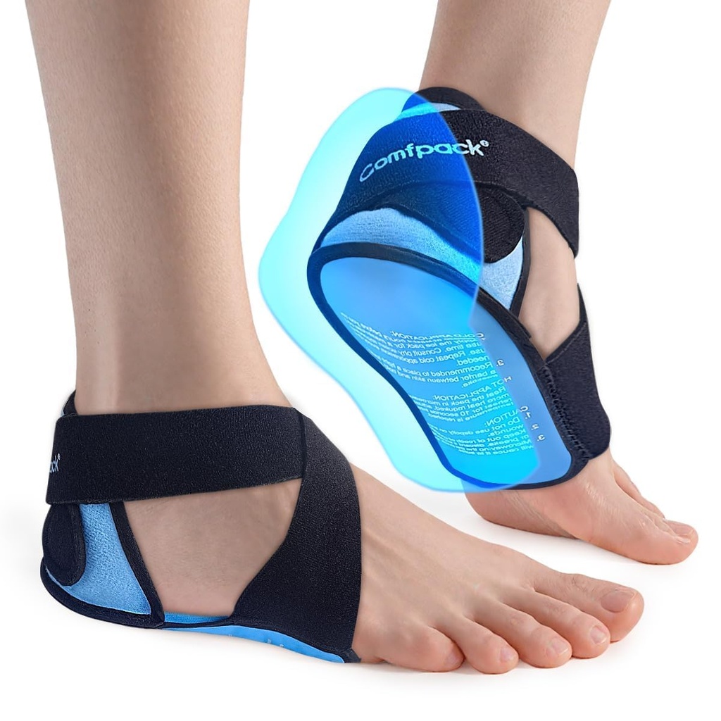 Plantar Fasciitída Ice Packs s Heel & Sole Gel Coverage, 2PCS Gel Heel Cups Protectors for Pain Relief, Adjustable Foot Ice Pack Wraps for Achilles Tendinitída