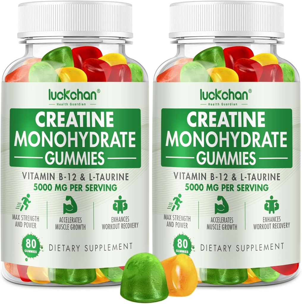 Monohydrát kreatínu Gummies 5000 mg pre mužov a ženy - Kreatín pre ženy - žuvačky Kreatín Monohydrát pre svalovú silu, svalového Builder, Energy Boost, 160 gróf pre-cvičenie doplnok