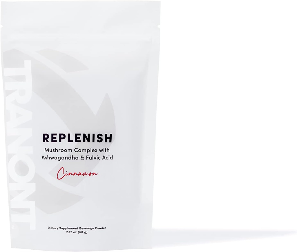 Tranont Replenish Mušroom Complex s Ashwagandha & Fulvic Acid, Škorica chuť - Dietary Supplement Púder - 2,12 oz (60 g)