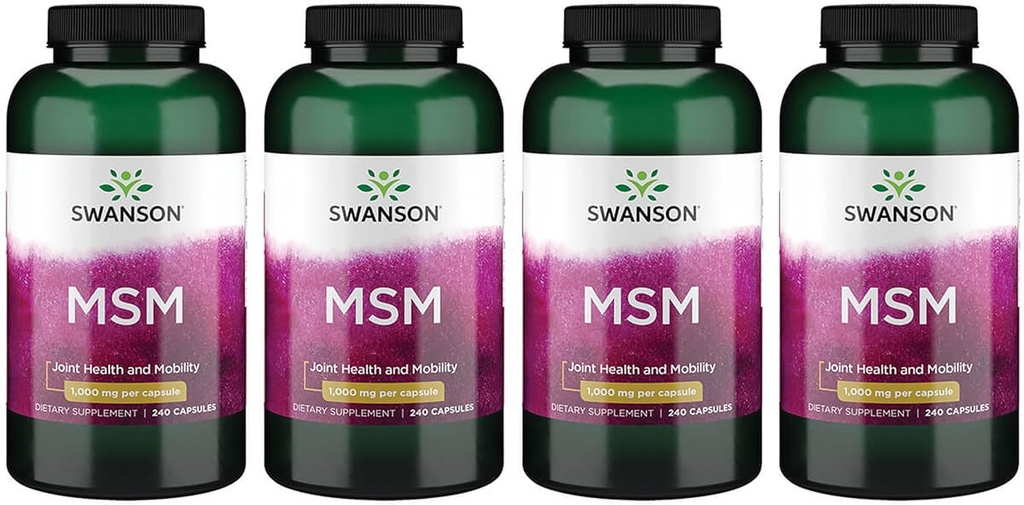 Swanson MSM - Essential Minerals Propaging Mobility & Joint Health Support - Helps to Retain Connective Tissue Health Including Cartilage, Collagen, & Hair - (240 Kapsule, 1000mg Each) 4 Balenie