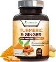 Turmeric Curcumin Supplement 1950mg - 95% Curcuminoids with Organic Turmeric & Ginger, BioPine Black Pepper for Best Absorbtion, Nature's Vegan Joint Support, Non-GMO, Bottled in USA - 240 Kapsule