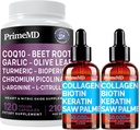 Kvapalný kolagén Biotín (2ks) a oxid dusnatý (1ks) Dodatok Bundle - Silné vitamíny pre vlasy, kožu, nechty, srdce, cirkulačné, a Lipid podpora - non-GMO, Vegan, Gluten-free