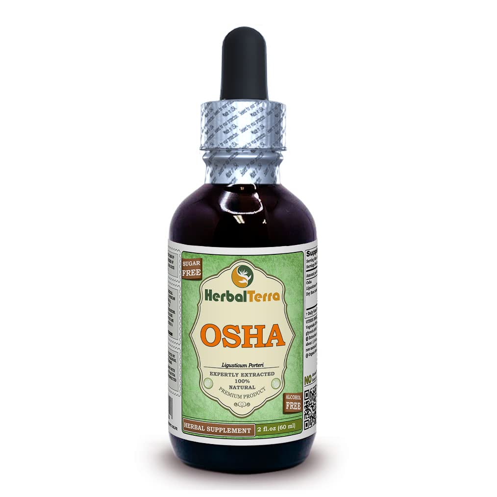 Rastlinná tera LLC OSHA (Ligusticum Porteri) Glycerit, sušené korene bez obsahu alkoholu Tekutý extrakt 2 oz