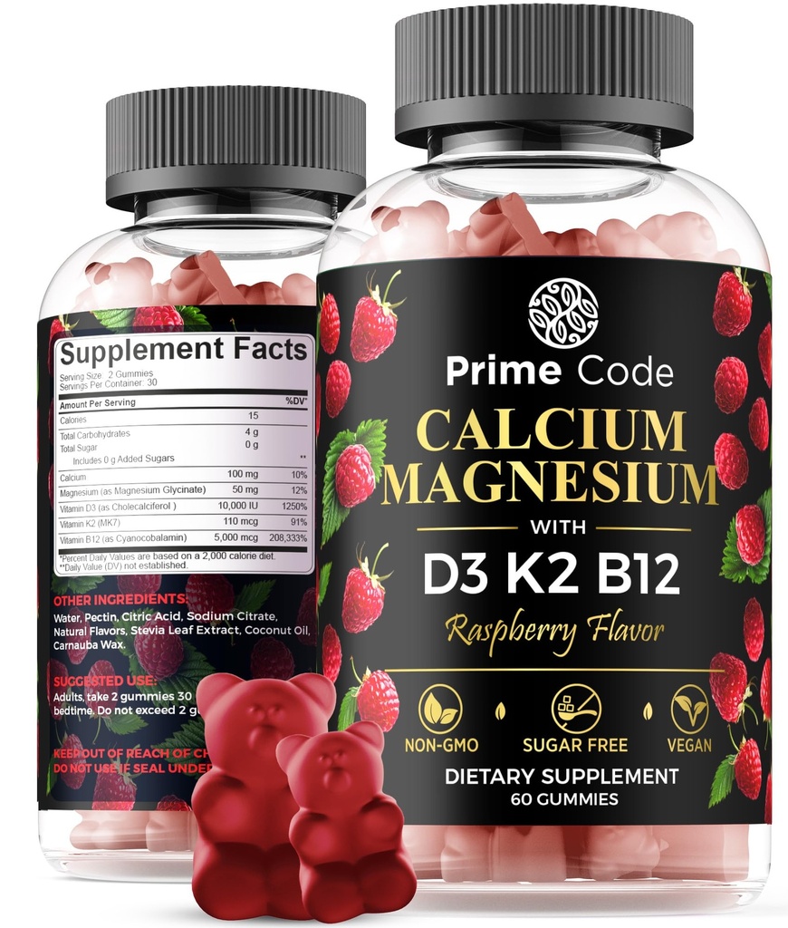 [ 5 z 1] Vápnikové guličky pre ženy a mužov s horčíkovým vitamínom B12 Vitamín K2 a vitamín D3 