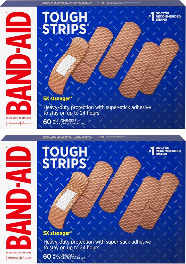 Band-Aid Brand Tvrdé pásy Adhezívne pásy pre starostlivosť o rany, Odolná ochrana pre menšie rezy a šroty, všetky jedna veľkosť, 2 balenie