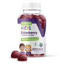Viteey Sambucus Elderberry Gummy pre deti Imunitná podpora Doplnky s vitamínom D3 & Vitamín C 3-1 Imunitný posilňovač - Vegetarián, Želatína bez lepidla, bez GMO - Chutné Chewable Berry Ochutené