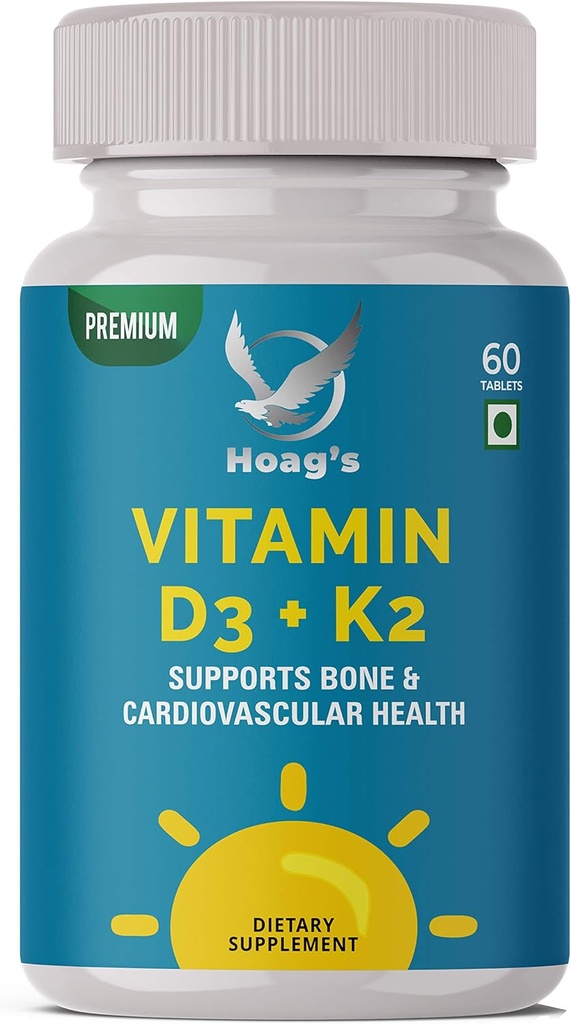 Vitamín K2 (MK7) s D3 Supplement Bone and Heart Health Non-GMO Formula 5000 IU Vitamín D3 & 100 μg Vitamín K2 MK-7 Ľahko prehltnúť vitamín D & K komplex, 60 tabliet