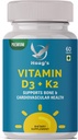 Vitamín K2 (MK7) s D3 Supplement Bone and Heart Health Non-GMO Formula 5000 IU Vitamín D3 & 100 μg Vitamín K2 MK-7 Ľahko prehltnúť vitamín D & K komplex, 60 tabliet