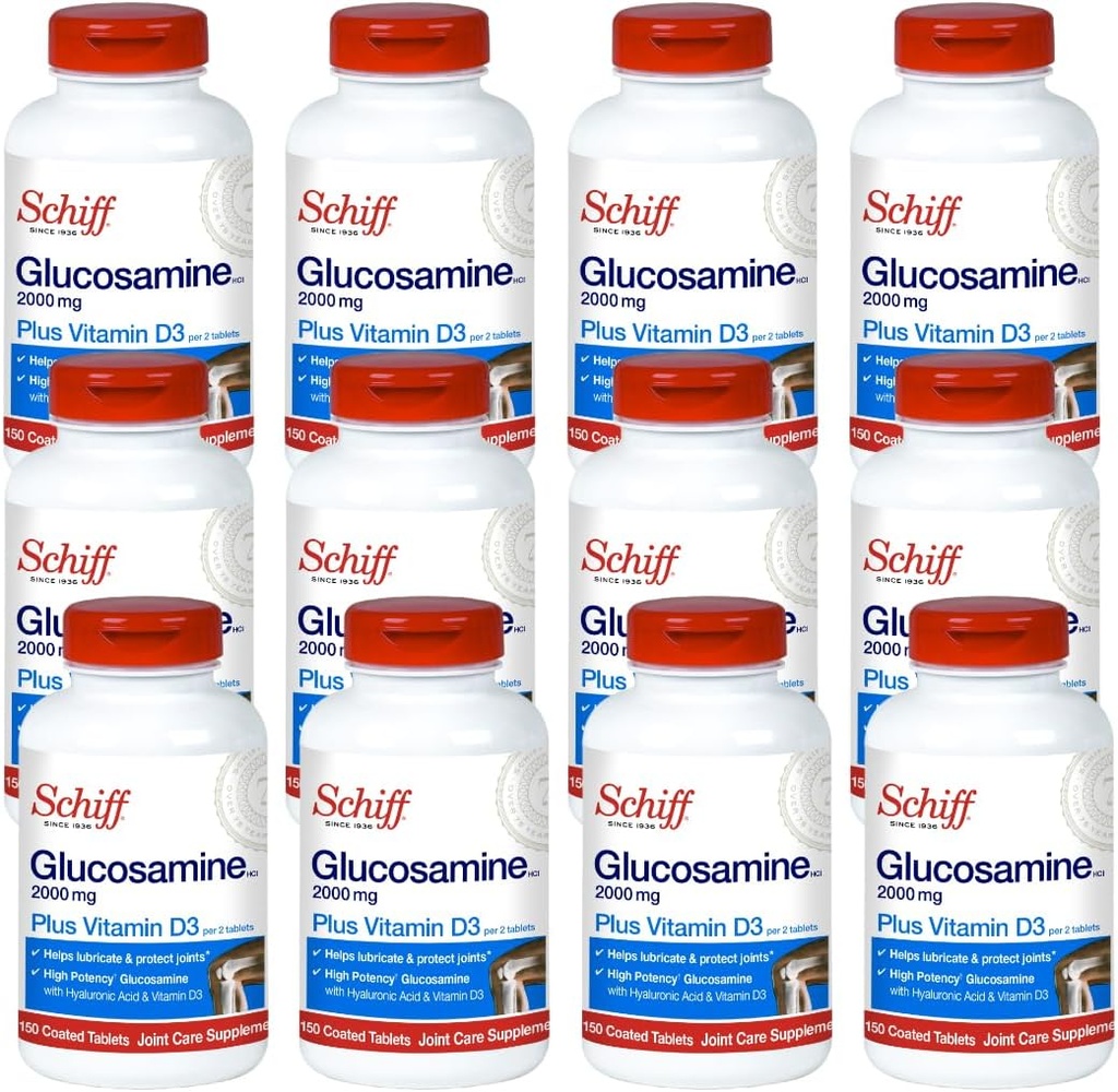 Schiff Glukozamín 2000 mg s kyselinou hyalurónovou Joint Supplement, 150 ct (Pack of 12)