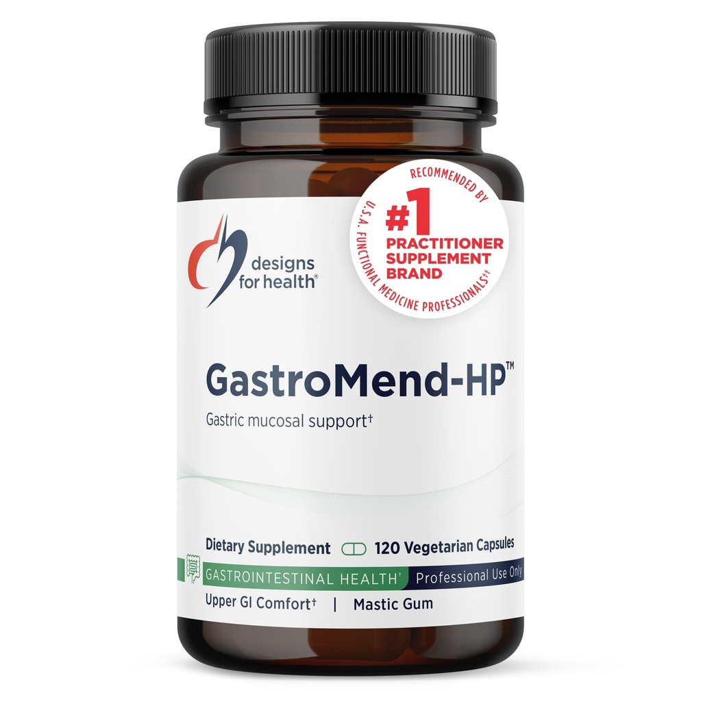 Designs for Health GastroMend HP - Gut Health Supplements - Gut Mucosa Support with Mastic Gum + DGL Licorice + 'Vitamin U' - May Help Occasional Bloating or Upset Žalúdok - Vegan (120 Kapsule)