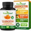 ForestLeaf Quercetin s hypromelínom 1350 mg - zmes s vitamínom C a štípaním Nettle Supplement, Quercetin 500 mg kapsuly, bez GMO lepidla, prirodzená imunitná a respiračná funkcia, 90 Veggie Caps