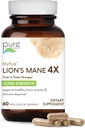 PURE ESSENCE LABS MyPure Lion's Mane 4X - Ultra Strength Brain Suplement with 6:1 Hot Water Extract & 10:1 Extract for Cognitive Health, Focus, Memory & Mental Clarity, 60 Kapsule