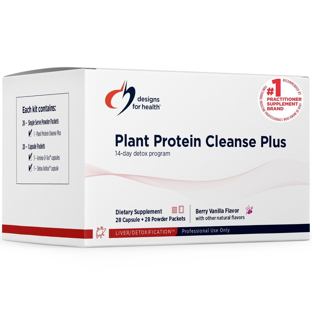 Designs for Health Plant Protein Cleanse Plus 14 Day Detox Program - Podpora zdravej funkcie pečene + Metabolic Cleanse with Antioxidants + Herbs, Vegetarián (28 Protein Powder Drink + vitamín balenia)
