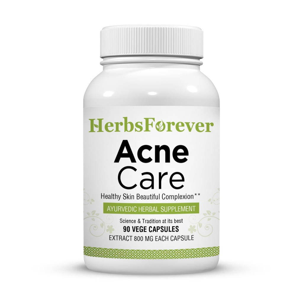 HerbsForever Acne Care ACNIL | Natural Herbal Supplement for Clear Skin, Healthy Complexion | Control Face Pimples & Oil Balance | 90 Veg Capsules, 800mg Each | Ayurvedic Formula
