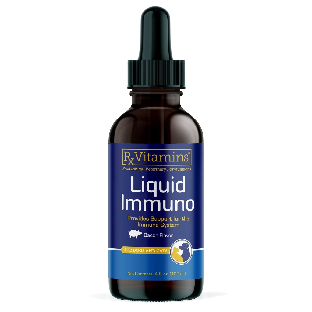 Rx Vitamíny Tekuté Immuno pes a mačka Imunitná podpora - Reishi Huba doplnok pre psy a mačky Plus L-lyzín - Ideálne očné doplnky, Imunita posilňovacie doplnky pre domáce zvieratá - 4 oz