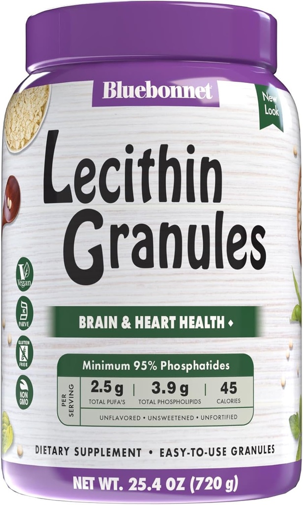 Bluebonnet Nutrition Super Earth Lecithin Granulát, derivovaný z non-GMO Soy, Gluten-Free, non-GMO, Vegan, Kosher Certified, No Sugar Added, 25.4 oz, 96 Servings