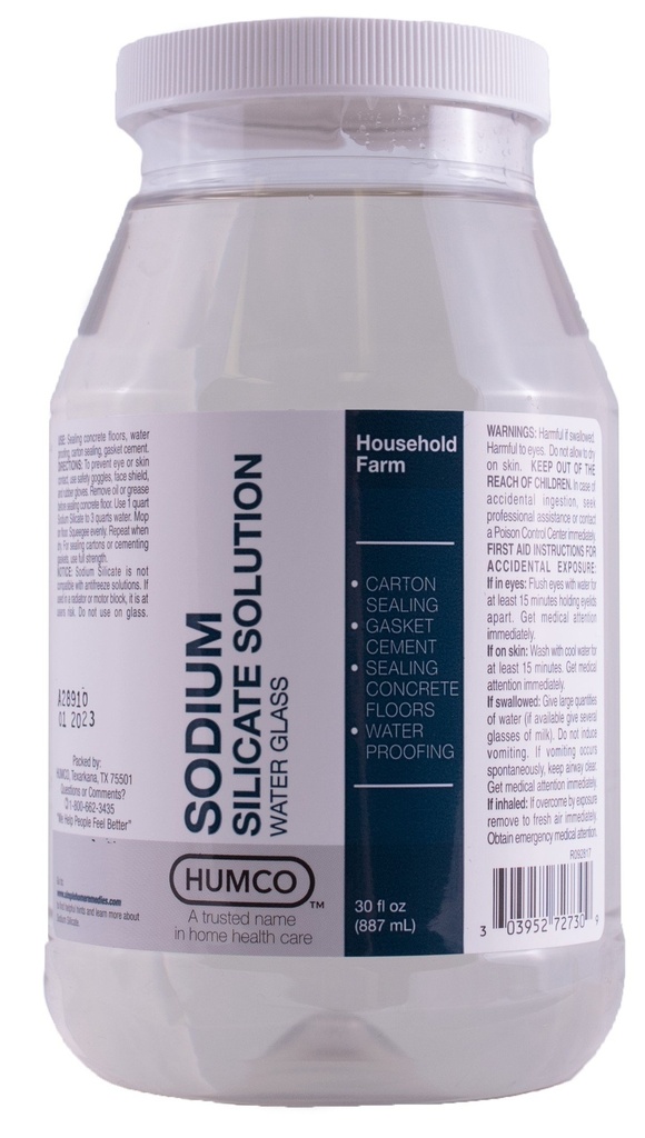 Humco Silicate Solution 30 oz, Water Glass.