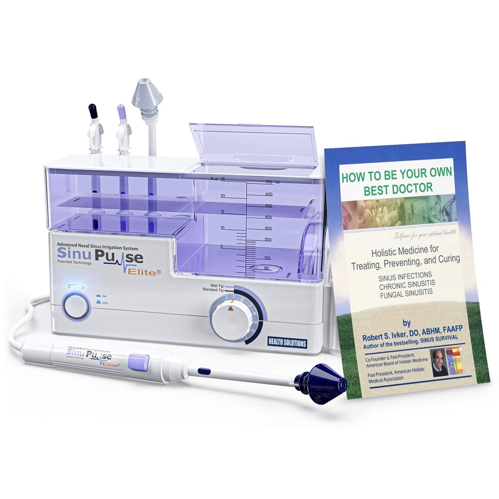 SinuPulse Elite Advanced Nasal Irrigation System, Pulzing Nasal Congestion Relief & Sinus Rinse Machine, Efektívnejší ako Neti Pot, Nosový sprej alebo Nosné umývacie fľaše, s 30 SinuAir paketov