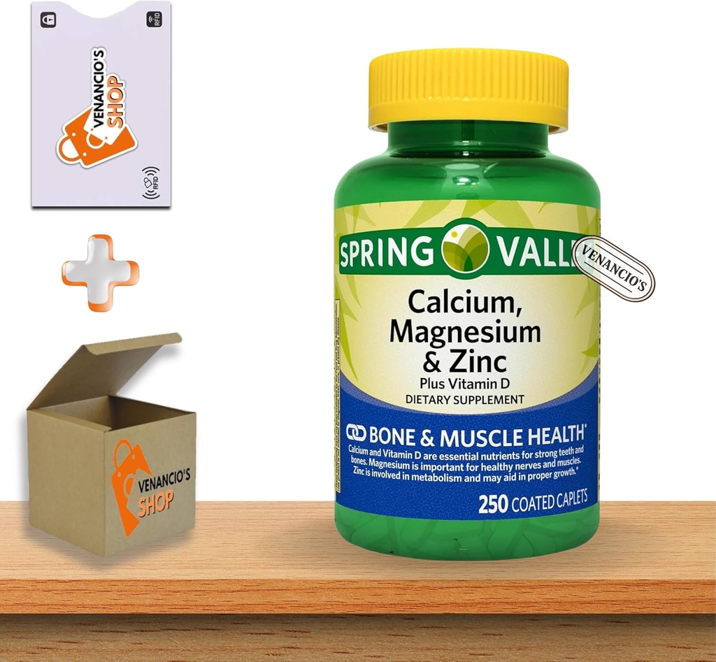 Vápnik Magnézium Zinok s vitamínom D3 Kaplety • Kosť a svalové zdravie • Imunitná podpora • Dietary Supplement • 250 Počet podľa Jar Valley Plus Venancio
