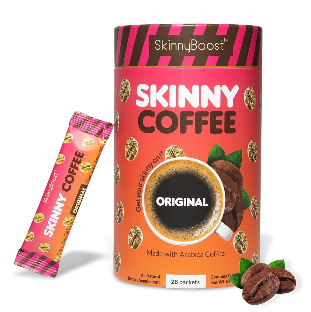 Skinny Boost Instant Skinny Coffee Sticks (Nechutný) - Vyrobené s Arabica káva fazuľa, Garcinia Cambogia, Zelený čaj extrakt, B vitamíny, Fiber a prebiotiká 
