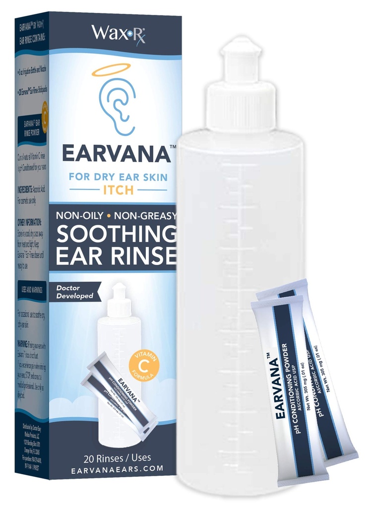 EARVANA upokojujúce oplachovanie ucha pre suché svrbenie ucha