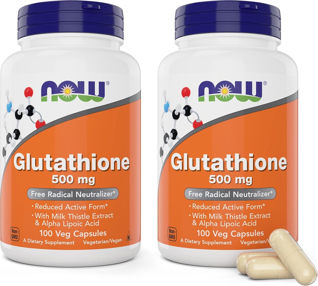 Teraz Glutatión 500 mg, 100 Vegánov Kapsule (Pack of 2) - Redukovaná forma GSH doplnok - Vylepšený s mliečnym extraktom bodliaka a Alpha kyseliny lipoovej