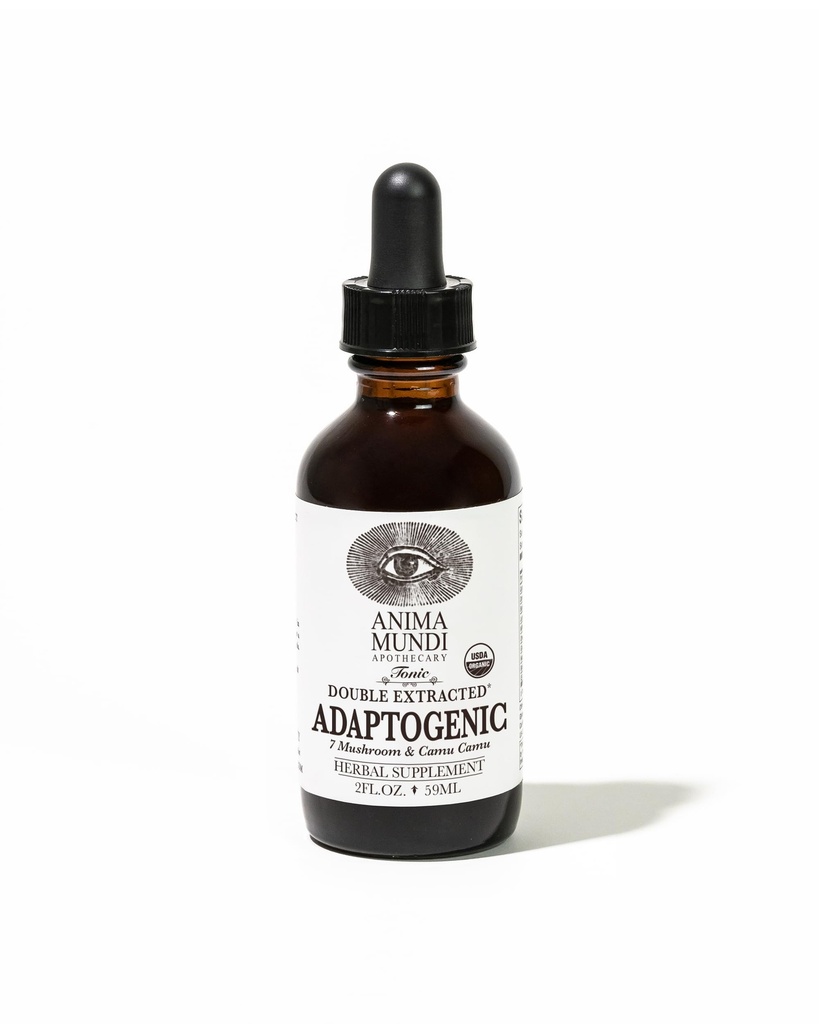 Anima Mundi Apothecary Adaptogénny 7 Hubové kvapky - s organickými hubové extrakty - Liquid Immune Support Tinture with Reishi, Lion's Mane, Cordyceps & Chaga Mushroom Liquid Extract (2oz)