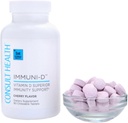 Poradenstvo Zdravie IMMUNI-D Vitamín D Superior Imunita Podpora Žuvacie tablety Cherry Flavor 